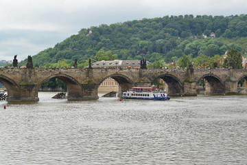 Czech Republic, Prague. View of Karlov Bridge