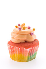 Colorful cupcakes isolated on white