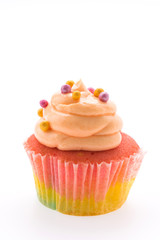 Colorful cupcakes isolated on white