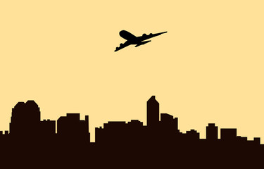 Fly Over Morning City-Vector