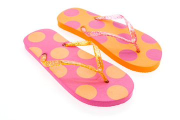 Fototapeta premium Flip flop fashion plastic shoes isolated on white background