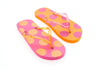Flip flop fashion plastic shoes isolated on white background