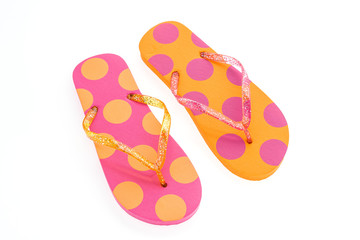Flip flop fashion plastic shoes isolated on white background