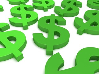 Obraz premium 3D Dollar signs on white