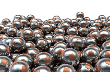 Metal soccer balls pile