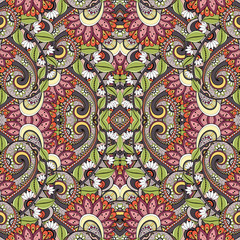 Seamless Floral Pattern (Vector). Hand Drawn Texture with Flower
