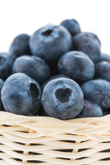 Blueberry basket isolated on white