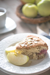 Apple pie on rustic wooden background