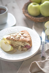 Apple pie on rustic wooden background