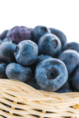 Blueberry basket isolated on white