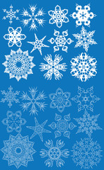 Blue set of snowflakes