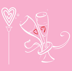 Two braided glass and flower-heart