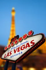 Muurstickers Welkom bij het neonreclamebord van Las Vegas © somchaij