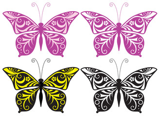 Fototapeta na wymiar Inwrought butterfly silhouette