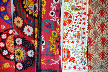 Fototapeta premium Multicolored Fabrics in the Market
