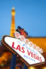 Foto auf Glas Willkommen in der Neonreklame von Las Vegas © somchaij