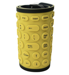 Flexible rubber computer keyboard isolated on white background