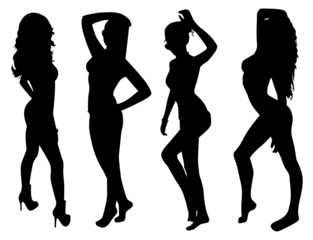 Posing woman silhouettes