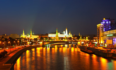   Moscow Kremlin  and   Moskva River in night
