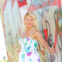 Portrait of beautiful senior blonde woman 