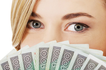 Woman with polish money