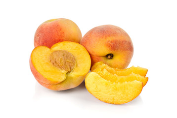 Peaches on a white background