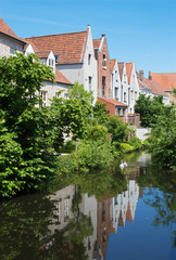 Fototapeta na wymiar Bruges - Canal from Grauw Werkerssraat street