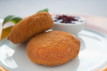 Fried camembert with dip