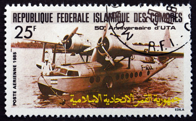 Postage stamp Comoros 1985 F-AOUL Seaplane