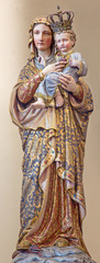 Obrazy na Szkle  Brugia - polichromowana figura Madonny w ul. Kościół Idziego