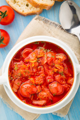 Vegetable soup in a bowl
