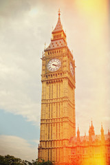 Fototapeta na wymiar Big Ben in Westminster, London. Retro filter effect