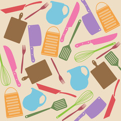 Seamless pattern of kitchen tools