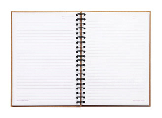 Opened recycle note book on white background, clipping path