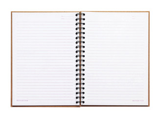 Opened recycle note book on white background, clipping path