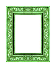 vintage greenrose frame isolated on white background and clippin