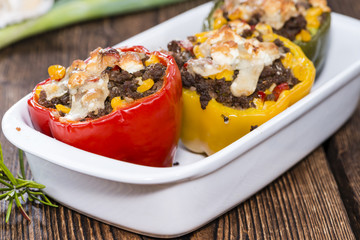 Stuffed Peppers (with Meat, Herbs and Cheese)