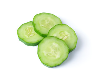 Fresh slice cucumber on white background