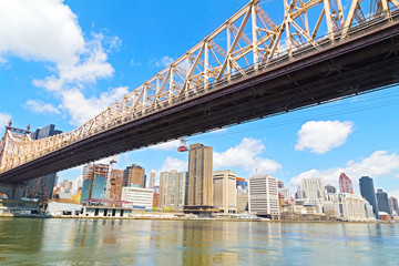 Fototapeta na wymiar Queensboro Bridge and Roosevelt Island Tramway over East River