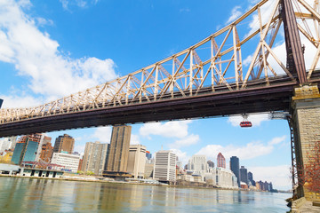 Queensboro Bridge and Roosevelt Island Tramway in New York city