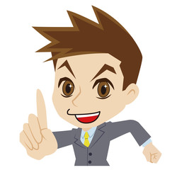 言い当てる二頭身ビジネスマン