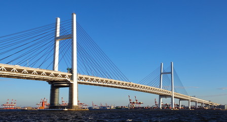 View of Yokohama bay bridge and Yokohama sea port
