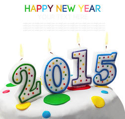 burning candles with the symbol of the new year 2015