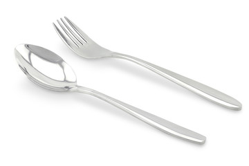 fork and spoon on white background isolated