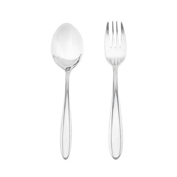 fork and spoon on white background isolated
