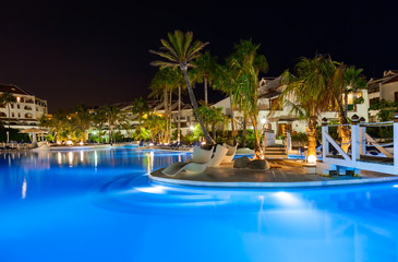 Swimming pool at night