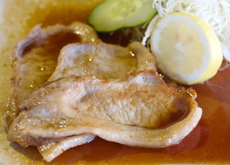 Japanese cuisine ginger grilled pork or pork Shogayaki