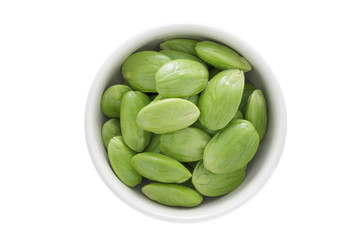 Bowl of parkia isolated on white background.