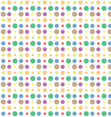 Color dot seamless repeat pattern on white background