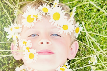 Young Blond Boy with a Daisy Crown